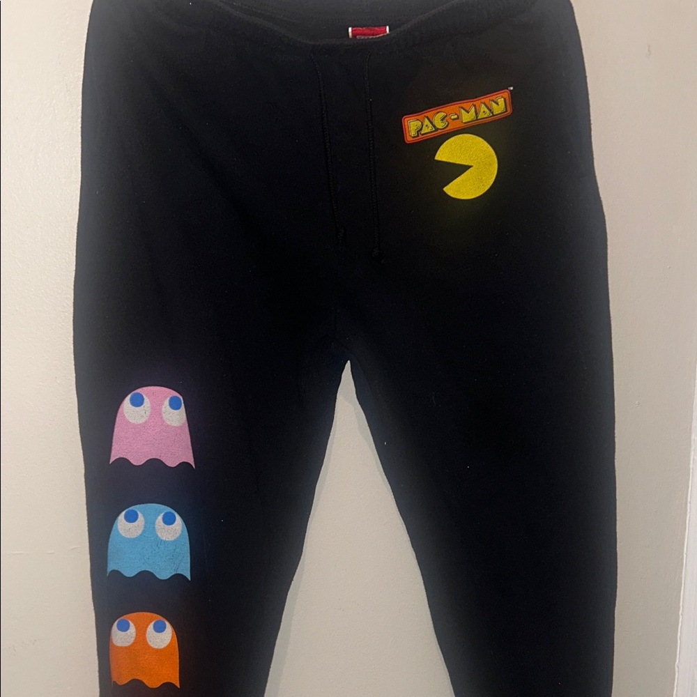 Pac-Man Women's Black Joggers with Colorful Ghost Accents - Picture 5 of 8